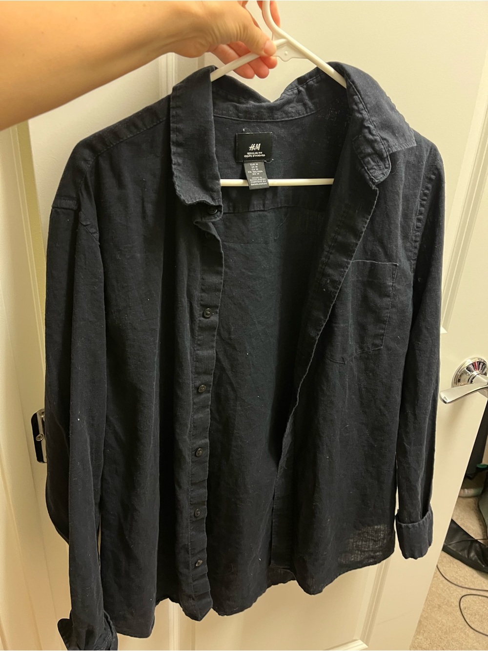 Linen H&M Black Lightweight Men's Shirt Jacket